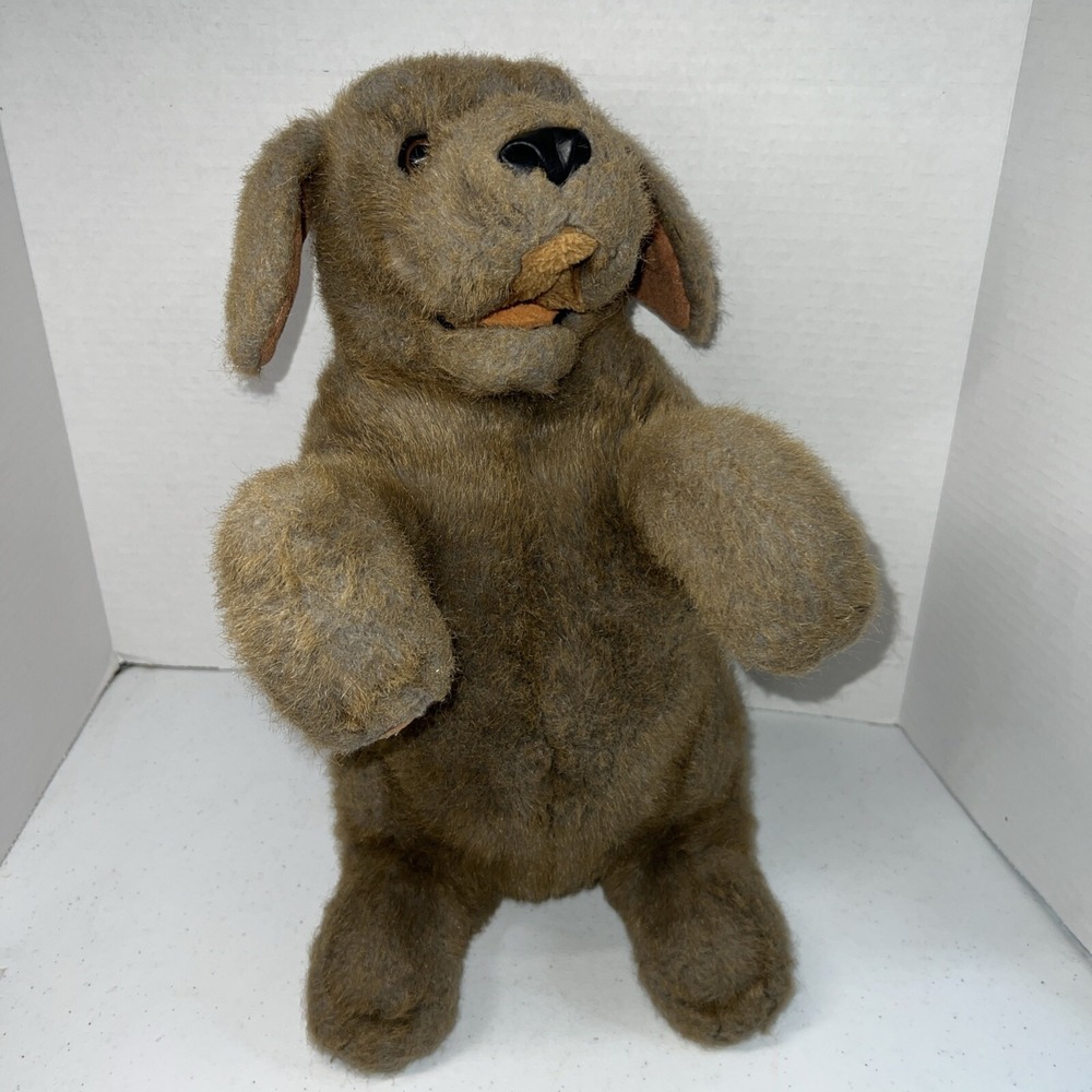 Folkmanis Hand Puppet Sitting Up Chocolate Lab Dog Puppy Plush 14" Begging Brown